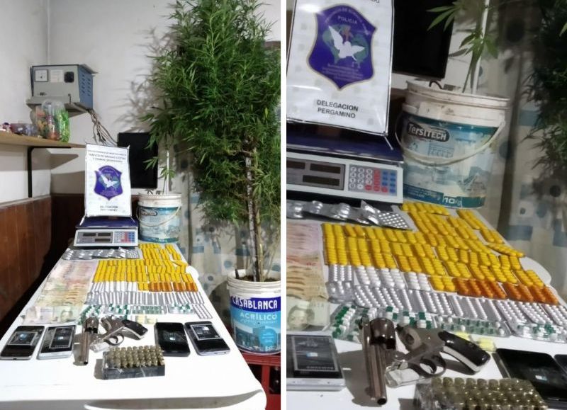 Se incautaron más de dos kilos de marihuana, varias dosis de cocaína y sustancias de corte.